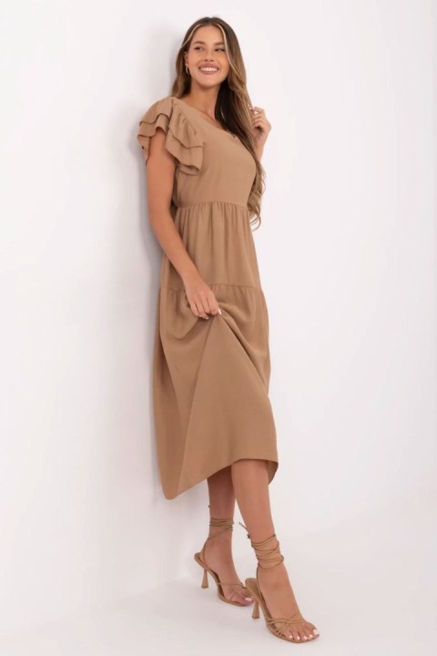 Sukienka damska letnia midi Model MI-SK-A2489.21 karmelowa camel - Italy Moda Sukienka damska letnia midi Model MI-SK-A2489.21 karmelowa camel - Italy Moda