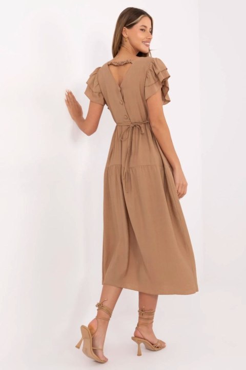 Sukienka damska letnia midi Model MI-SK-A2489.21 karmelowa camel - Italy Moda Sukienka damska letnia midi Model MI-SK-A2489.21 karmelowa camel - Italy Moda