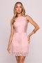 Sukienka damska elegancka mini z koronką pudrowy róż powder pink - Moe