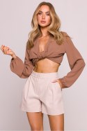 Szorty spodenki damskie bawełniane beżowe beige - Moe