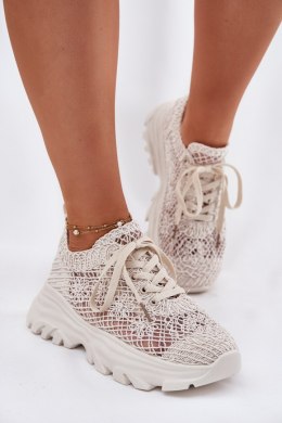Buty Sportowe Sneakersy damskie Model Jelhiris SF-69 beżowe beige