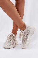 Buty Sportowe Sneakersy damskie Model Jelhiris SF-69 beżowe beige