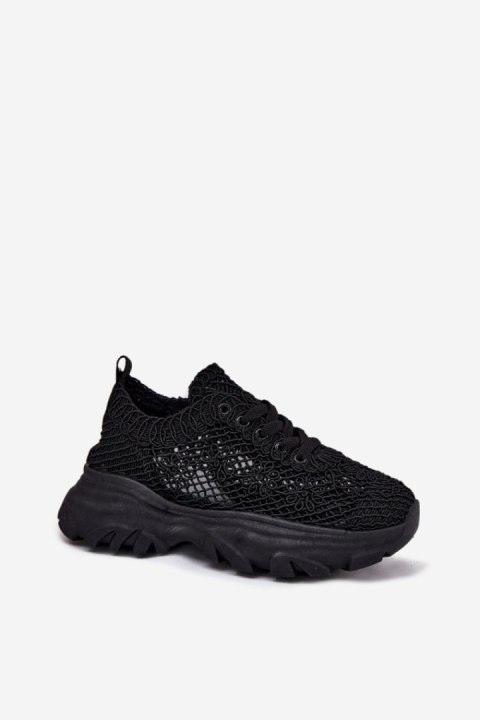 Buty Sportowe Sneakersy damskie Model Jelhiris SF-69 czarne black Buty Sportowe Sneakersy damskie Model Jelhiris SF-69 czarne black