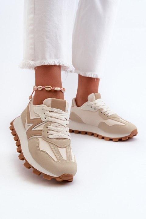 Buty Sportowe Sneakersy damskie Model Kalelia PC231 beżowe beige Buty Sportowe Sneakersy damskie Model Kalelia PC231 beżowe beige