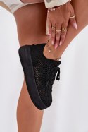Buty Sportowe Sneakersy damskie szydełkowe Model Mirietto SF-68 czarne black