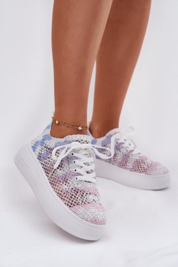 Buty Sportowe Sneakersy damskie szydełkowe Model Mirietto SF-68 kolorowe multicolor