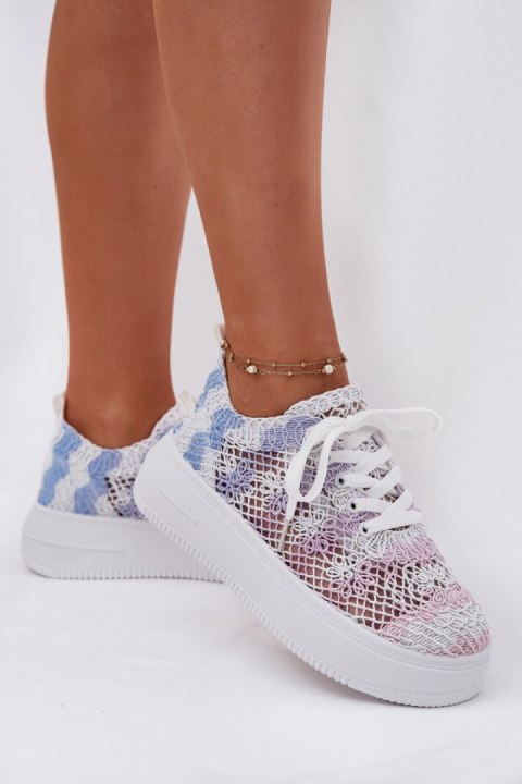 Buty Sportowe Sneakersy damskie szydełkowe Model Mirietto SF-68 kolorowe multicolor Buty Sportowe Sneakersy damskie szydełkowe Model Mirietto SF-68 kolorowe multicolor