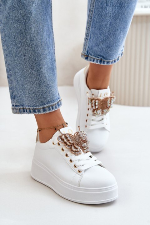Buty Sportowe Sneakersy damskie Model Naritevia YY-23 White/Gold Buty Sportowe Sneakersy damskie Model Naritevia YY-23 White/Gold