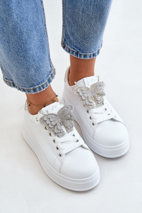 Buty Sportowe Sneakersy damskie Model Naritevia YY-23 White/Silver Buty Sportowe Sneakersy damskie Model Naritevia YY-23 White/Silver