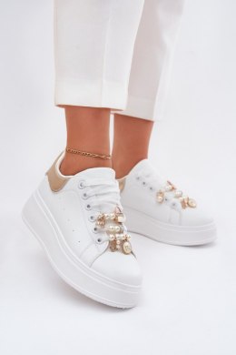 Buty Sportowe Sneakersy damskie Model Ocerdia YY-156 białe/złote white/gold