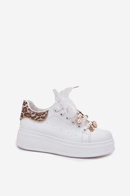 Buty Sportowe Sneakersy damskie Model Ocerdia YY-156 białe white/panterka