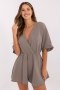 Kombinezon damski muślinowy kopertowy krótki Model MI-KO-129150.93 ciemny beżowy dark beige