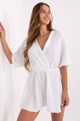 Kombinezon damski muślinowy kopertowy krótki Model MI-KO-129150.93 biały white
