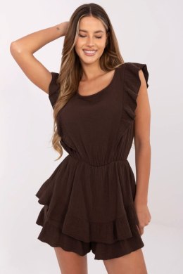 Kombinezon damski muślinowy krótki Model MI-KO-62106.88 ciemny brązowy dark brown