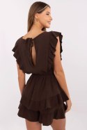 Kombinezon damski muślinowy krótki Model MI-KO-62106.88 ciemny brązowy dark brown