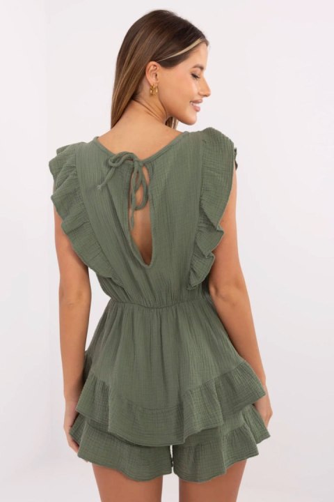 Kombinezon damski muślinowy krótki Model MI-KO-62106.88 khaki Kombinezon damski muślinowy krótki Model MI-KO-62106.88 khaki