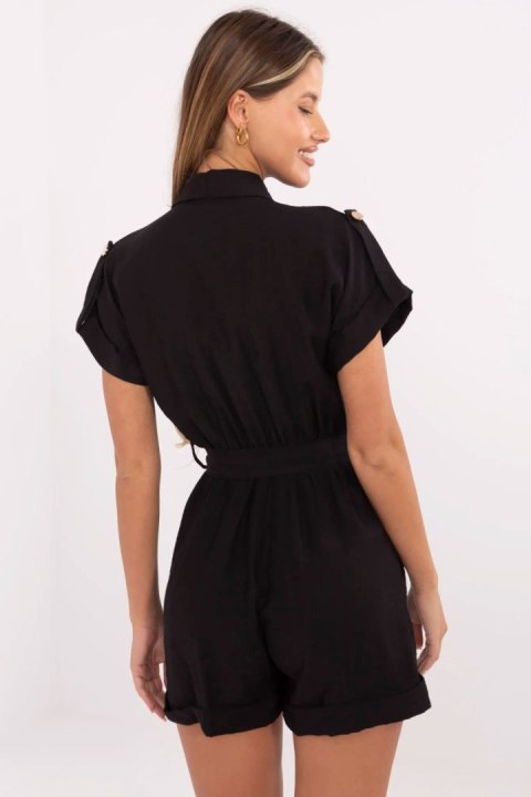Kombinezon damski koszulowy krótki Model MI-KO-A5043.70 czarny black Kombinezon damski koszulowy krótki Model MI-KO-A5043.70 czarny black