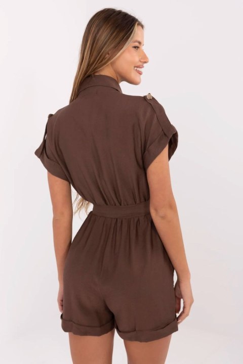Kombinezon damski koszulowy krótki Model MI-KO-A5043.70 brązowy brown Kombinezon damski koszulowy krótki Model MI-KO-A5043.70 brązowy brown