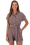 Kombinezon damski koszulowy krótki Model MI-KO-A5043.70 ciemny beżowyy dark beige