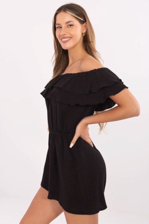 Kombinezon damski muślinowy hiszpanka krótki Model MI-KO-A5050.65 czarny black Kombinezon damski muślinowy hiszpanka krótki Model MI-KO-A5050.65 czarny black