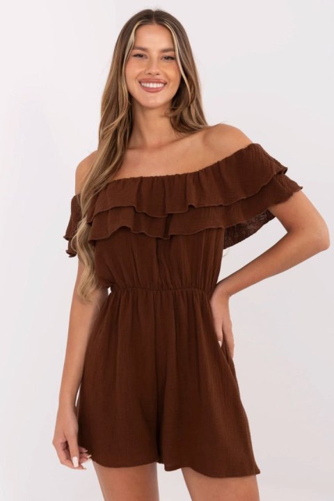 Kombinezon damski muślinowy hiszpanka krótki Model MI-KO-A5050.65 brązowy brown Kombinezon damski muślinowy hiszpanka krótki Model MI-KO-A5050.65 brązowy brown