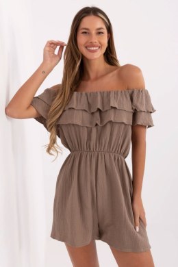 Kombinezon damski muślinowy hiszpanka krótki Model MI-KO-A5050.65 ciemny beżowy dark beige