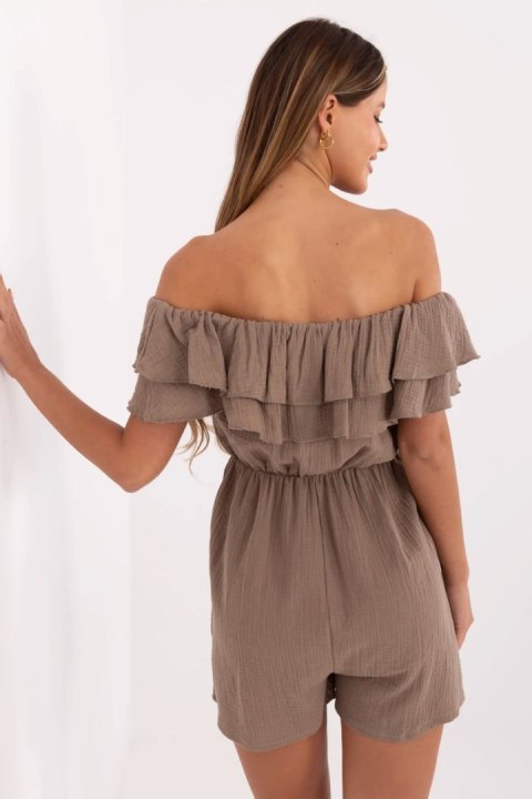 Kombinezon damski muślinowy hiszpanka krótki Model MI-KO-A5050.65 ciemny beżowy dark beige Kombinezon damski muślinowy hiszpanka krótki Model MI-KO-A5050.65 ciemny beżowy dark beige