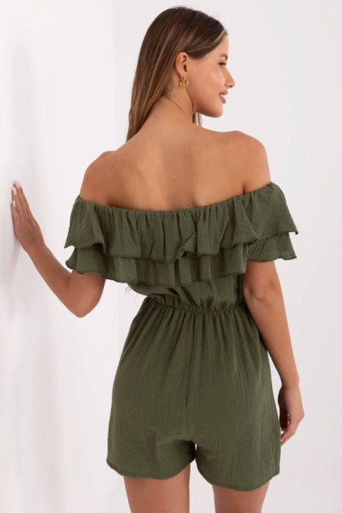 Kombinezon damski muślinowy hiszpanka krótki Model MI-KO-A5050.65 khaki Kombinezon damski muślinowy hiszpanka krótki Model MI-KO-A5050.65 khaki