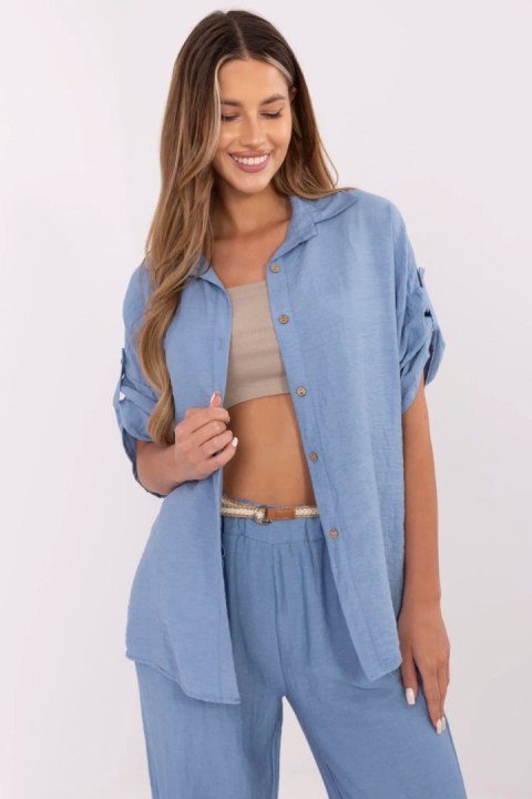 Koszula Damska lniana Model MI-KS-6537.74P niebieska blue - Italy Moda Koszula Damska lniana Model MI-KS-6537.74P niebieska blue - Italy Moda