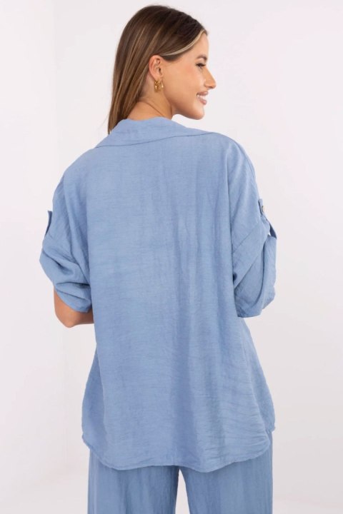 Koszula Damska lniana Model MI-KS-6537.74P niebieska blue - Italy Moda Koszula Damska lniana Model MI-KS-6537.74P niebieska blue - Italy Moda