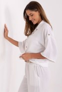 Koszula Damska lniana Model MI-KS-6537.74P biała white - Italy Moda