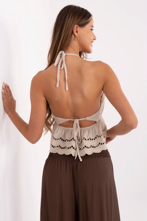 Bluzka damska ażurowa Top Model MI-TP-88506.87 beżowy beige - Italy Moda Bluzka damska ażurowa Top Model MI-TP-88506.87 beżowy beige - Italy Moda