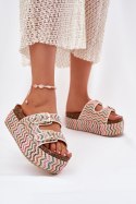 Klapki damskie Model Eradriana SS-166 kolorowe białe multicolor white