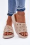 Klapki damskie skórzane Model Vinceza 66741 beżowe beige