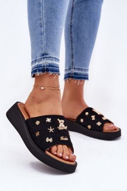 Klapki damskie skórzane Model Vinceza 66741 czarne black