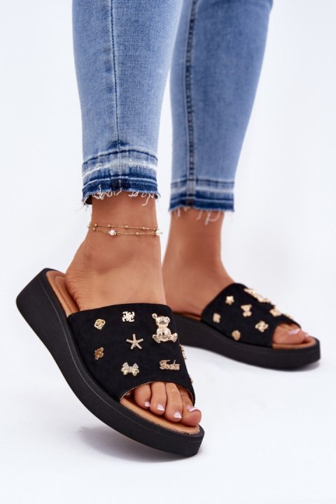 Klapki damskie skórzane Model Vinceza 66741 czarne black