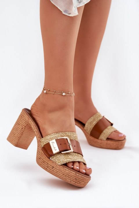 Klapki damski skórzane Model Zazoo 40459 Brown Klapki damski skórzane Model Zazoo 40459 Brown