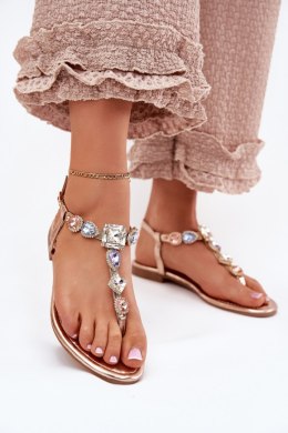 Sandały damskie japonki Model Fiolalia 8088 różowy/złoty pink/gold