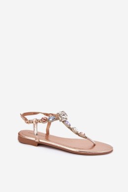 Sandały damskie japonki Model Fiolalia 8088 różowy/złoty pink/gold