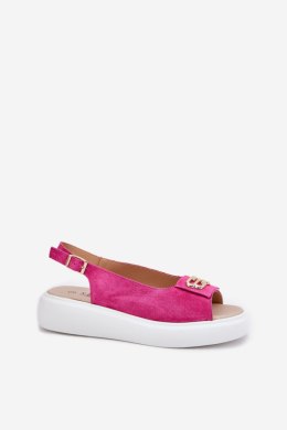Sandały damskie skórzane Model S.Barski GR51-604 fuksja różowe pink