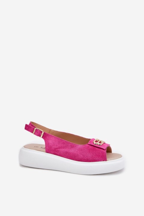 Sandały damskie skórzane Model S.Barski GR51-604 fuksja różowe pink Sandały damskie skórzane Model S.Barski GR51-604 fuksja różowe pink