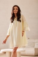 Sukienka damska elegancka trapezowa mini Model Beatrice ZOL SUK0525 jasny żółty Light Yellow - Roco Fashion