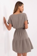 Sukienka damska muślinowa kopertowa Model MI-SK-92160.00 ciemny beżowy dark beige