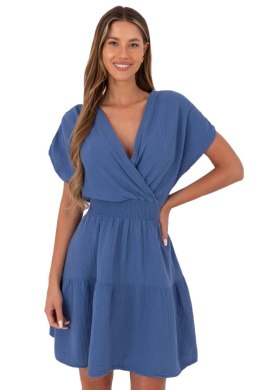 Sukienka damska muślinowa kopertowa Model MI-SK-92160.00 ciemny niebieski dark blue