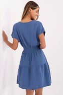 Sukienka damska muślinowa kopertowa Model MI-SK-92160.00 ciemny niebieski dark blue