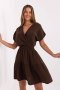 Sukienka damska muślinowa kopertowa Model MI-SK-92160.00 ciemny brązowy dark brown - Italy Moda