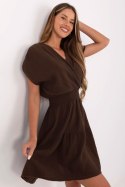 Sukienka damska muślinowa kopertowa Model MI-SK-92160.00 ciemny brązowy dark brown - Italy Moda
