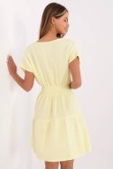 Sukienka damska muślinowa kopertowa Model MI-SK-92160.00 jasny żółty light yellow