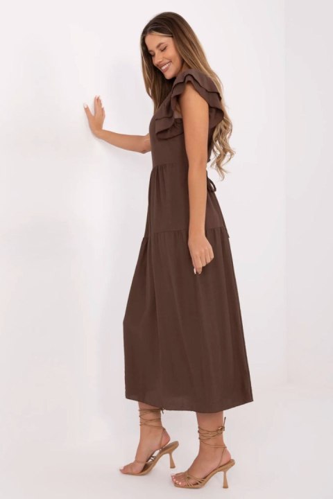 Sukienka damska letnia midi Model MI-SK-A2489.21 brązowa brown - Italy Moda Sukienka damska letnia midi Model MI-SK-A2489.21 brązowa brown - Italy Moda