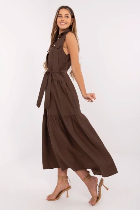 Sukienka damska maxi Model MI-SK-A5032.70P brązowa brown - Italy Moda Sukienka damska maxi Model MI-SK-A5032.70P brązowa brown - Italy Moda